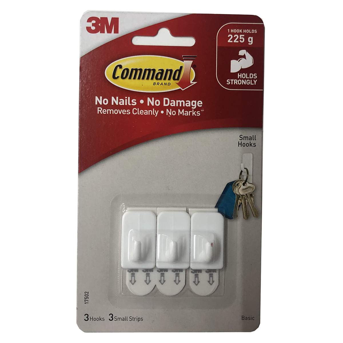 Móc dán tường vuông 225gr vỉ 3 cái Command 3M 17502 New 2019