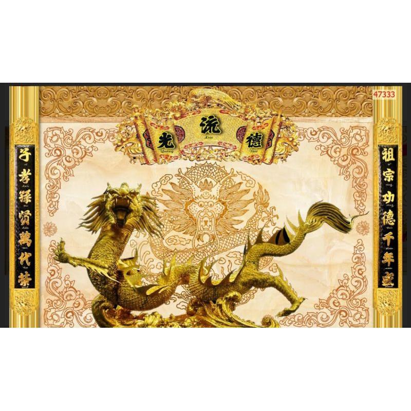 Tranh dán tường vải lụa 3D ban thờ, phòng thờ