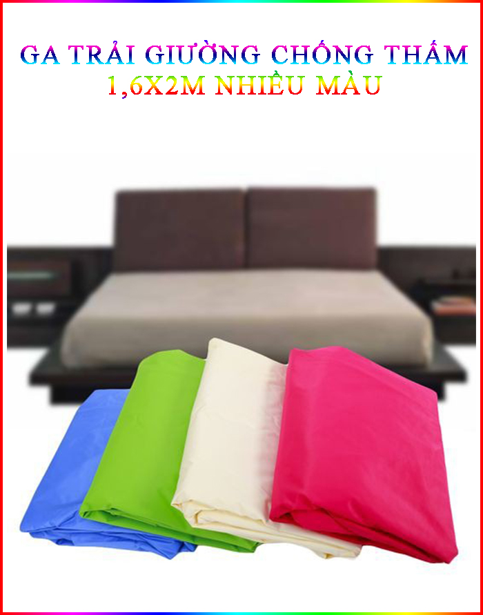 Ga Trải Giường Chống Thấm 2M X 1.6M X 10Cm Loại Trơn Nhiều Màu