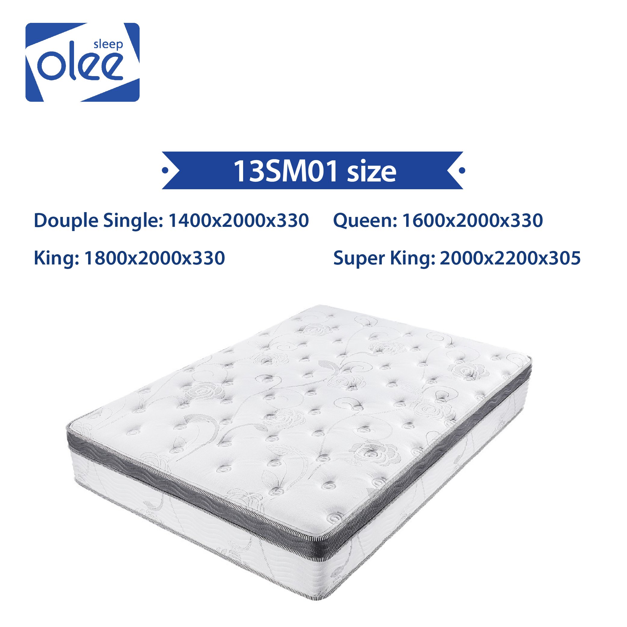 Nệm lò xo Olee Sleep Euro box top 13 inch - 13SM01