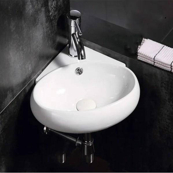 Lavabo góc màu trắng, treo tường nhỏ gọn