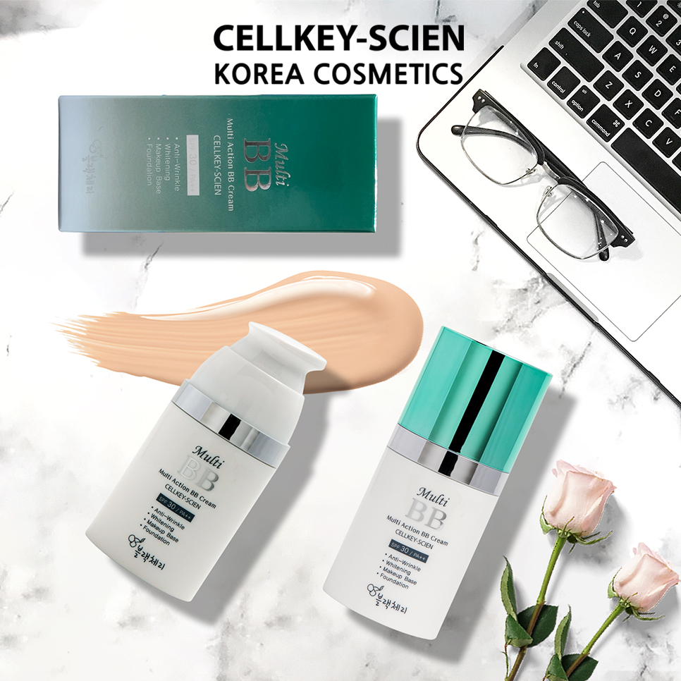Kem Nền Che Khuyết Điểm Kiềm Dầu Chống Nắng Dưỡng Da Ngăn Ngừa Lão Hóa Công Nghệ Nano Vàng Cellkey-Scien Multi Action BB Cream