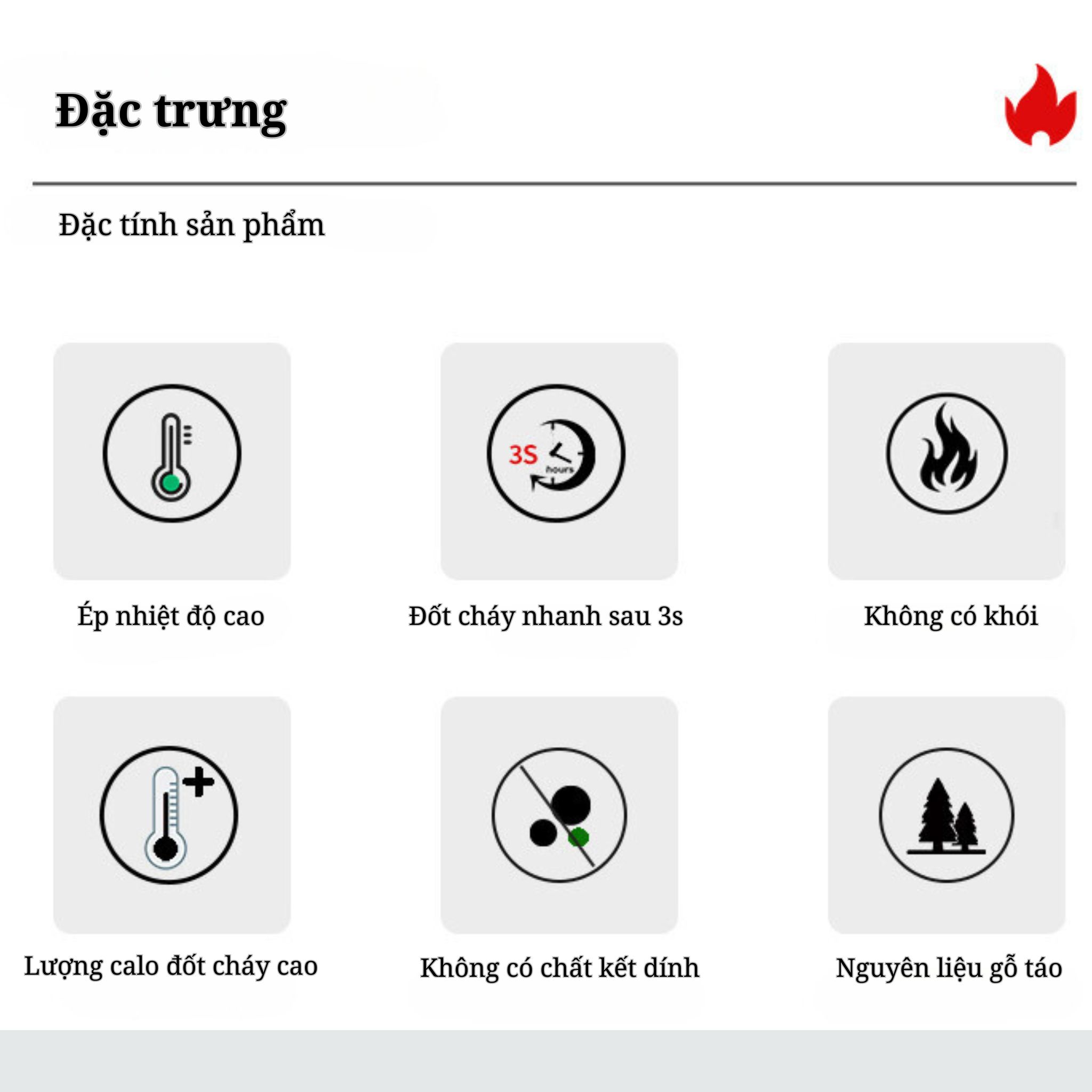 Than cháy nhanh 3s hộp 80 viên to, ít khói, phù hợp để nướng thịt và nấu trà thời gian sử dụng 90p