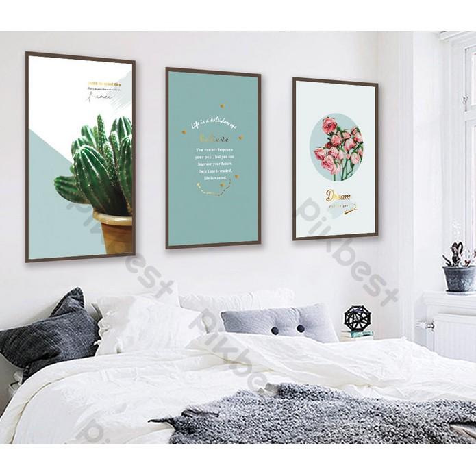 Combo 3 tranh dán tường 3d, hoa tươi trang trí phòng khách phòng ngủ hiện đại MS783756
