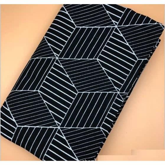 Vải Bố Vải Canvas Decor Trang Trí May Rèm, Màn Cửa Sổ, Khăn Bàn, Khăn Picnic, Phông Chụp Ảnh Họa Tiết Kim Cương Đen