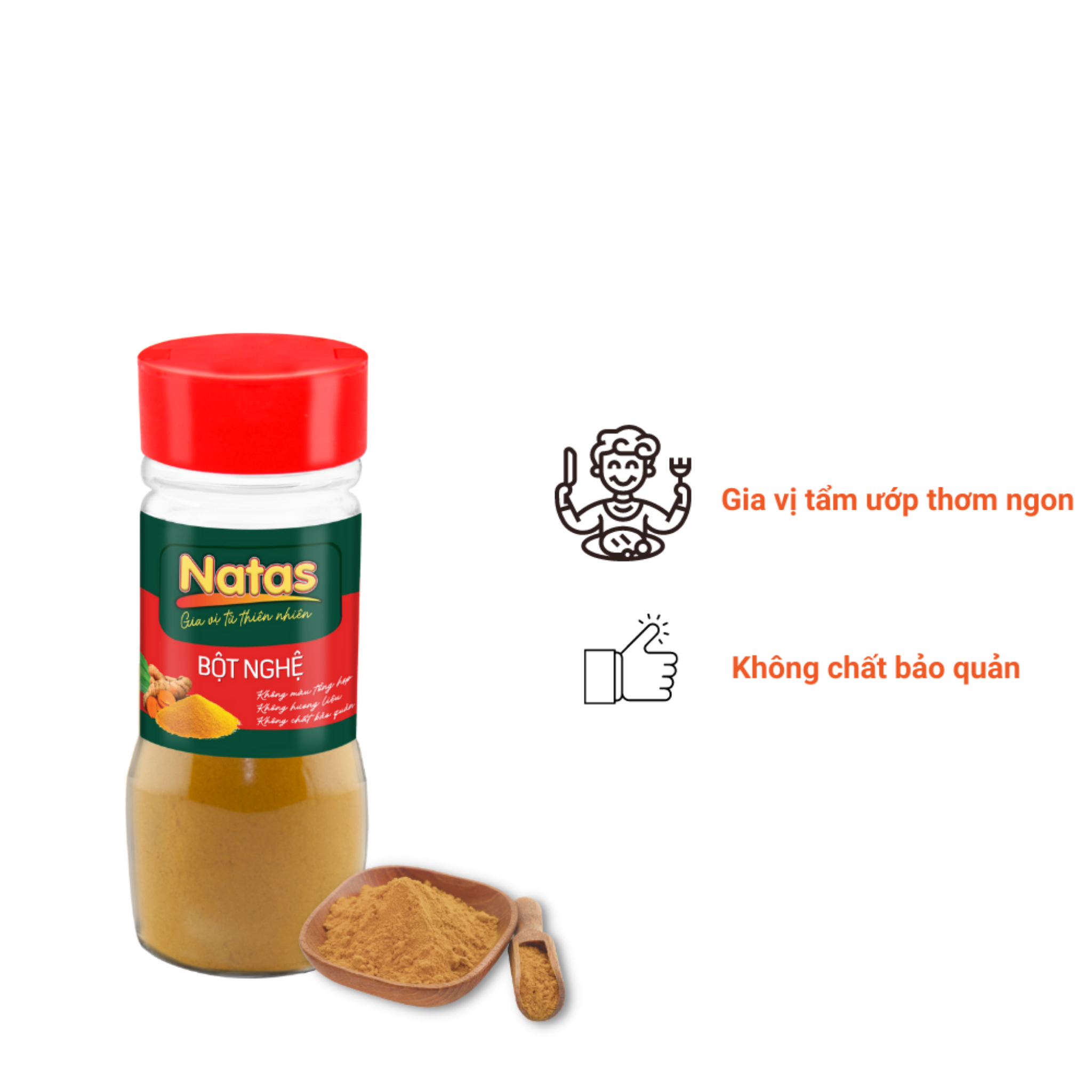 Bột Nghệ Natas Hũ 40g-Bột Gia Vị Tiện Dụng