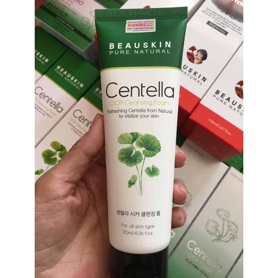 Sữa rửa mặt Beauskin Centella Cica Cleansing Foam Hàn Quốc 120ml tặng kèm móc khoá