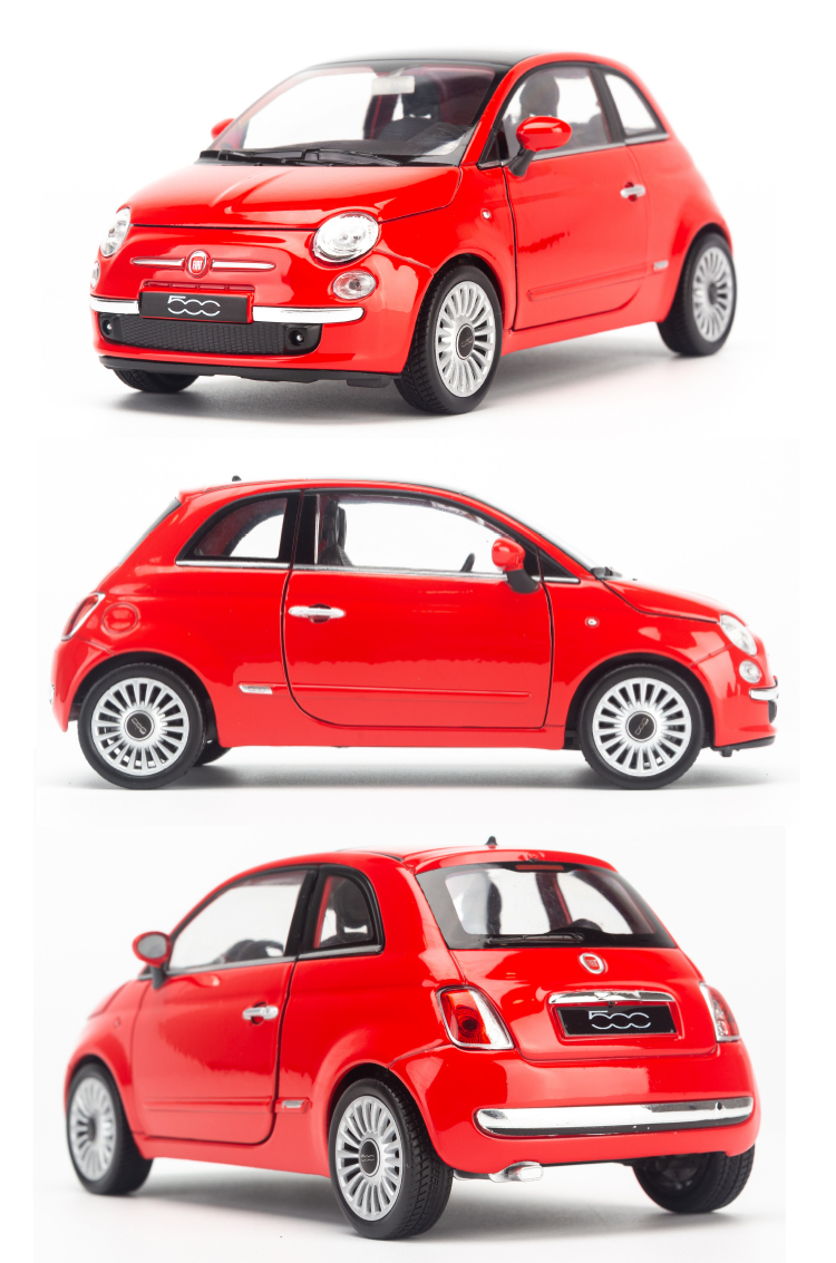 Mô hình xe Fiat 500 2007 1:24 Welly Red - 22514W