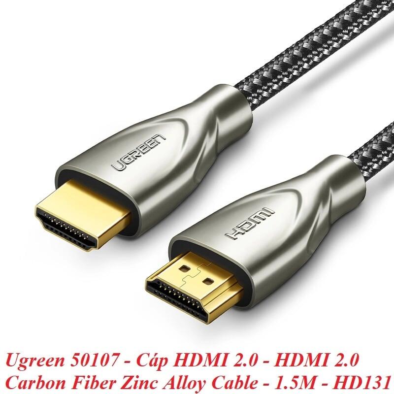 Ugreen UG50107HD131TK 1.5M màu Đen Cáp tín hiệu HDMI chuẩn 2.0 dây bọc lưới đầu hợp kim cao cấp - HÀNG CHÍNH HÃNG