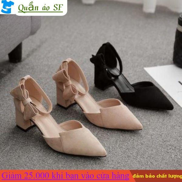 French Style Pumps Women's Mid Heel Chunky Heel New Small High Heel Pointed Toe All-Matching Fairy Style Bow Ladies' Shoes