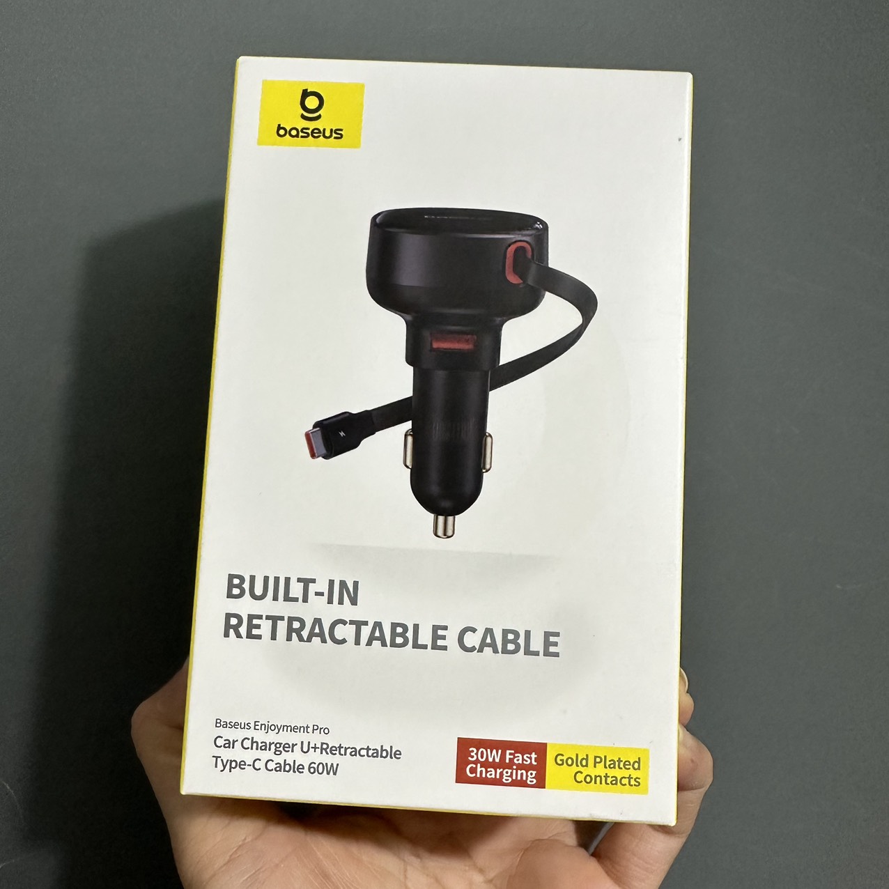 Tẩu sạc ô tô dây rút sạc nhanh 30W 3 cổng 2C+ iP Baseus Enjoyment PRO Retractable Car Charger CCTXP- CCL - hàng chính hãng
