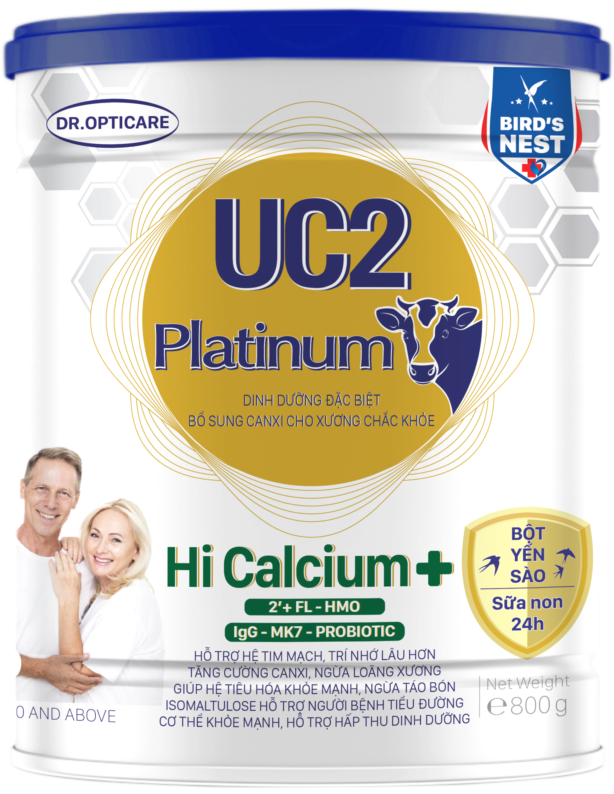 Sữa bột UC2 Platinum Hi Calcium + 800g (bổ sung sữa non kết hợp tổ yến, hàm lượng Canxi cao giúp xương răng chắc khỏe)