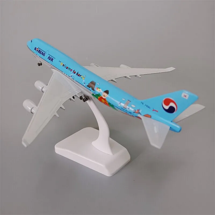 Mô hình máy bay tĩnh B747 Korean Air 20cm có bánh xe