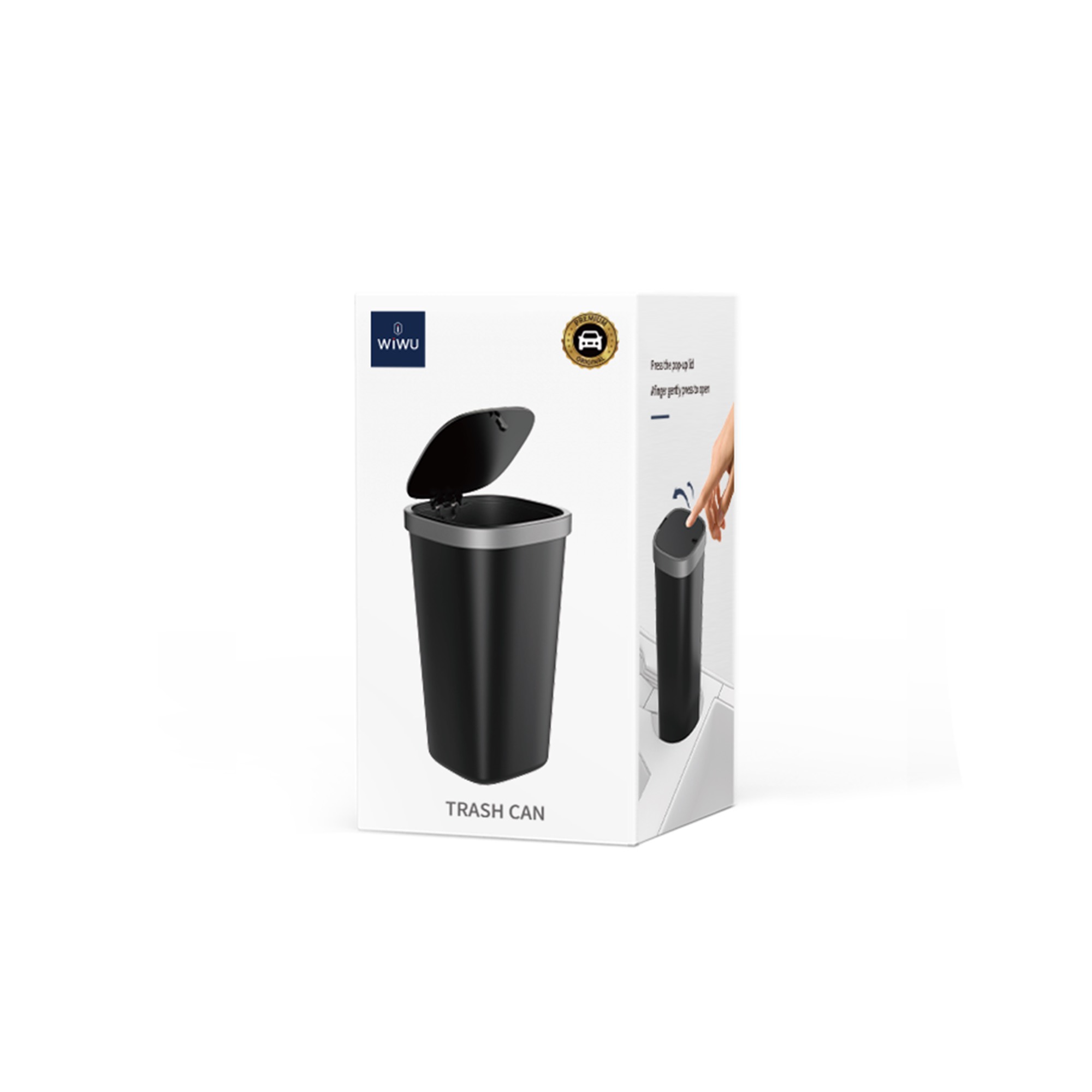 Thùng đựng rác Wiwu Trash Can CH020 cho ô tô, thiết kế nắp lò xo dạng đẩy, có thể mở nắp bằng một cái chạm nhẹ ngón tay - Hàng chính hãng