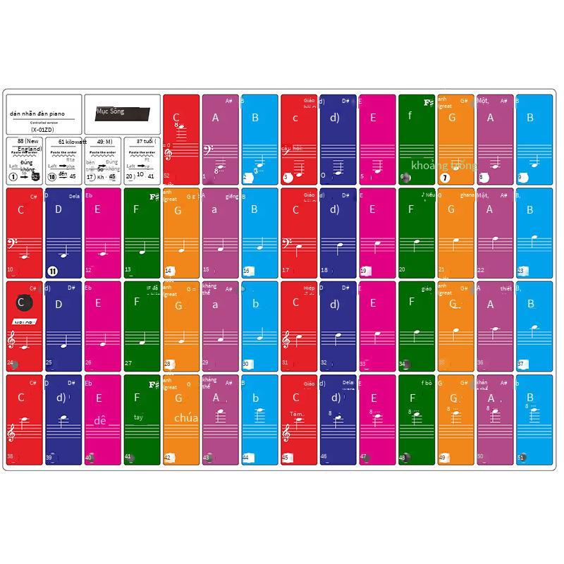 Nhãn dán quy mô đàn piano trong suốt chữ X-01Z thuận lợi nhất Nhãn dán phím đàn piano điện tử 37 phím 49/61/88 phím đàn piano điện