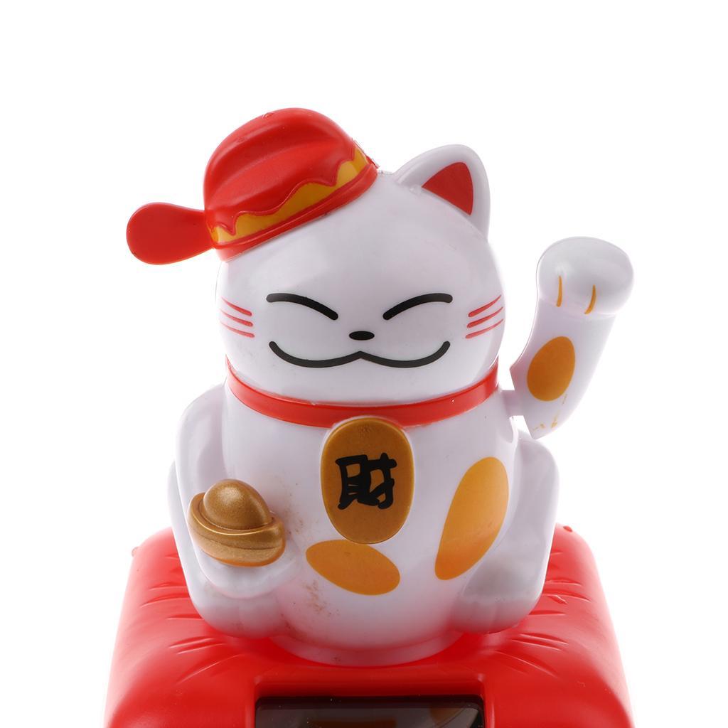 Kids Solar Powered Waving Hands Fortune Cat Kitten Animal Swinging Figure Toy Car Home Ornament Decor Kids Xmas Gifts Gag Prank Toys #C