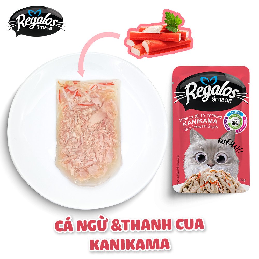 Combo 6 gói thức ăn ướt cho mèo Regalos Thái Lan - Cá Ngừ &amp; Thanh Cua