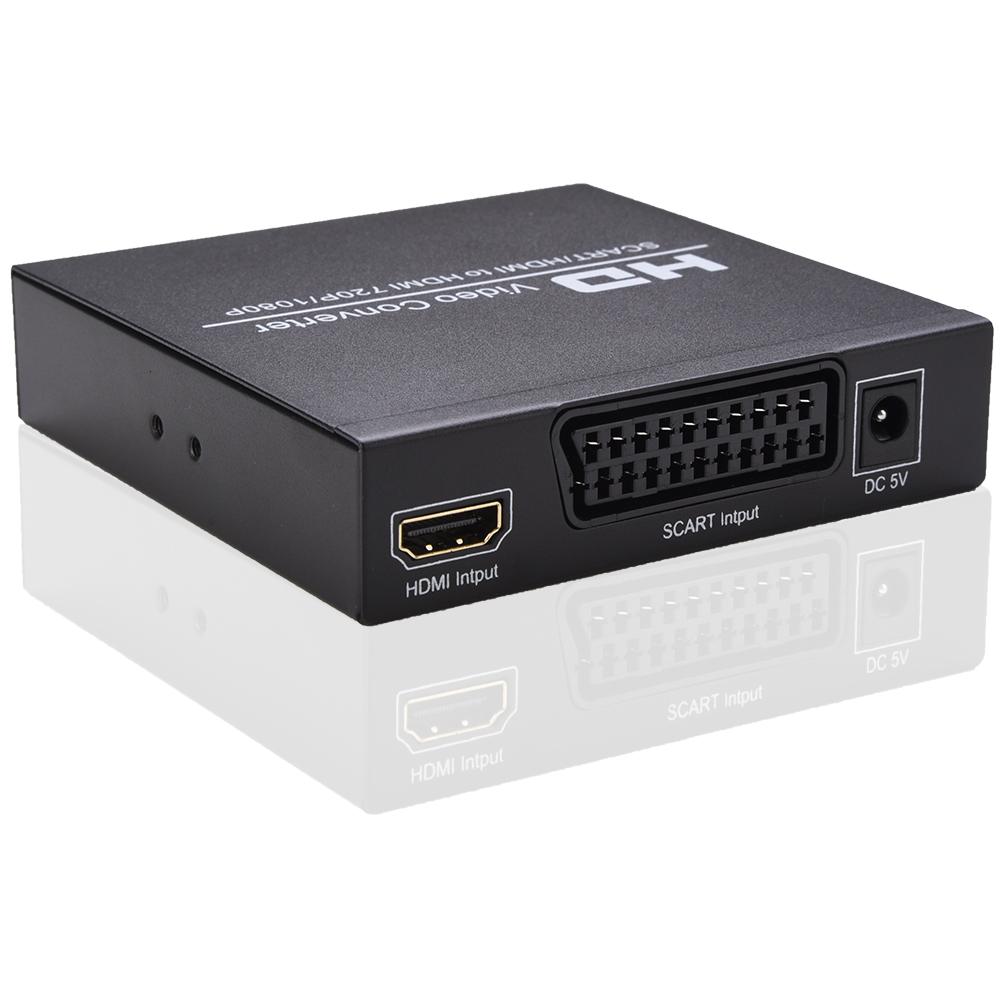 SCART/HD to HD Video Converter Support 720P/1080P Switch PAL/NTSC Switch SCART HD Input HD 3.5mm Audio Coaxial Output
