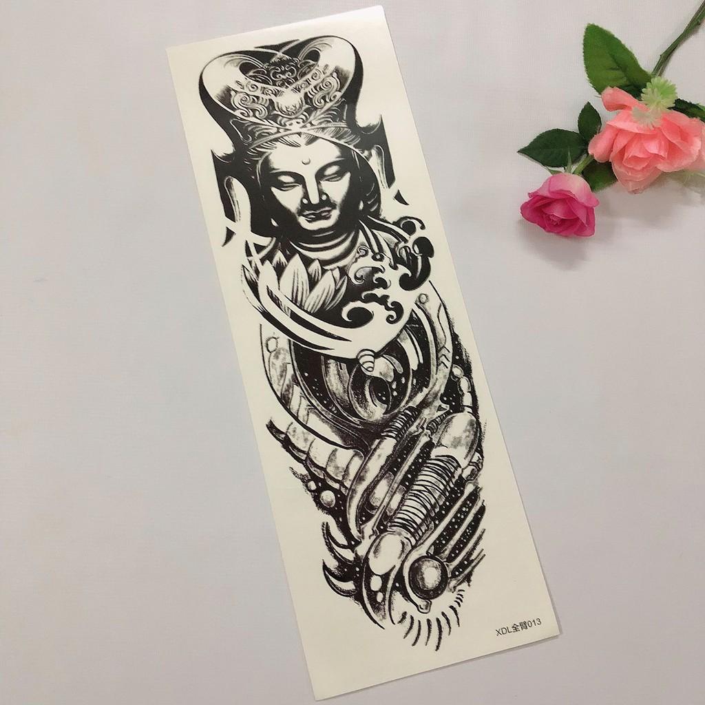 Hình xăm dán kín tay cao cấp trắng đen 17X48cm