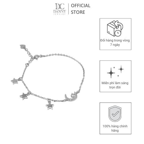 Lắc Tay Danny Jewelry Bạc 925 Xi Rhodium Hoạ tiết Trăng Sao LACY186