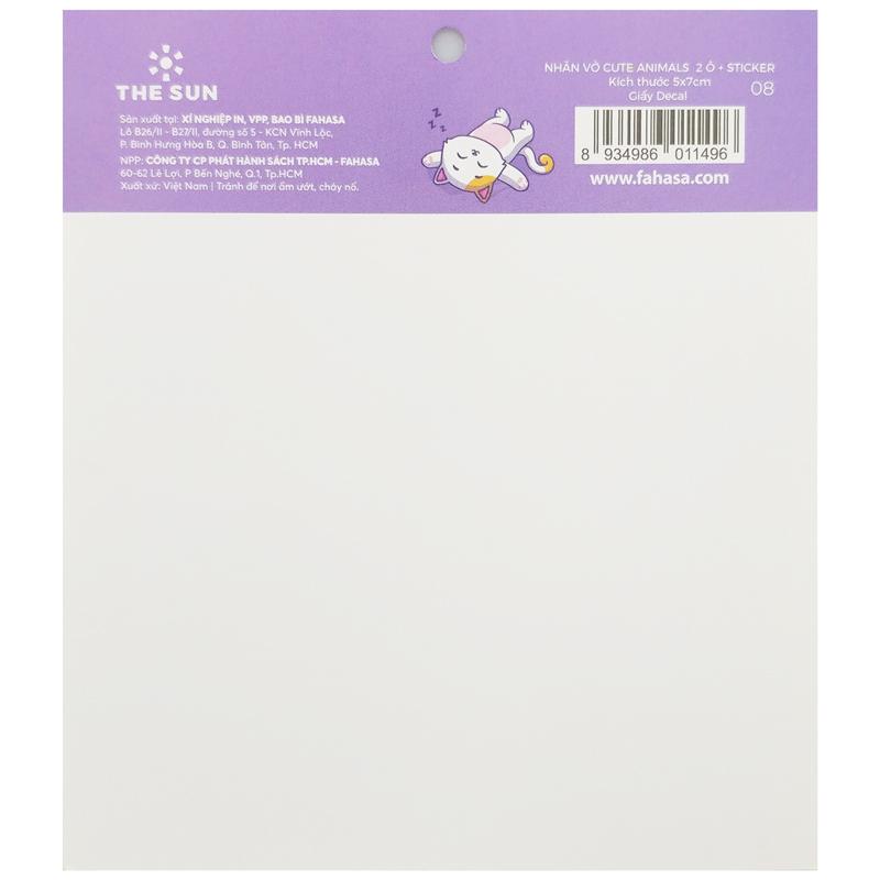 Combo 5 Tập Sinh Viên Cute Animal - Miền Nam - Kẻ Ngang Có Chấm - 200 Trang 80gsm - Fahasa 03 - Tặng Nhãn Vở Kèm Sticker