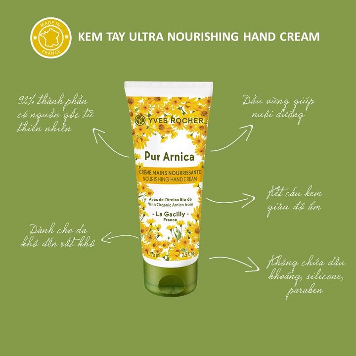 Kem Dưỡng Da Tay Yves Rocher Ultra Nourishing Hand Cream 75ml