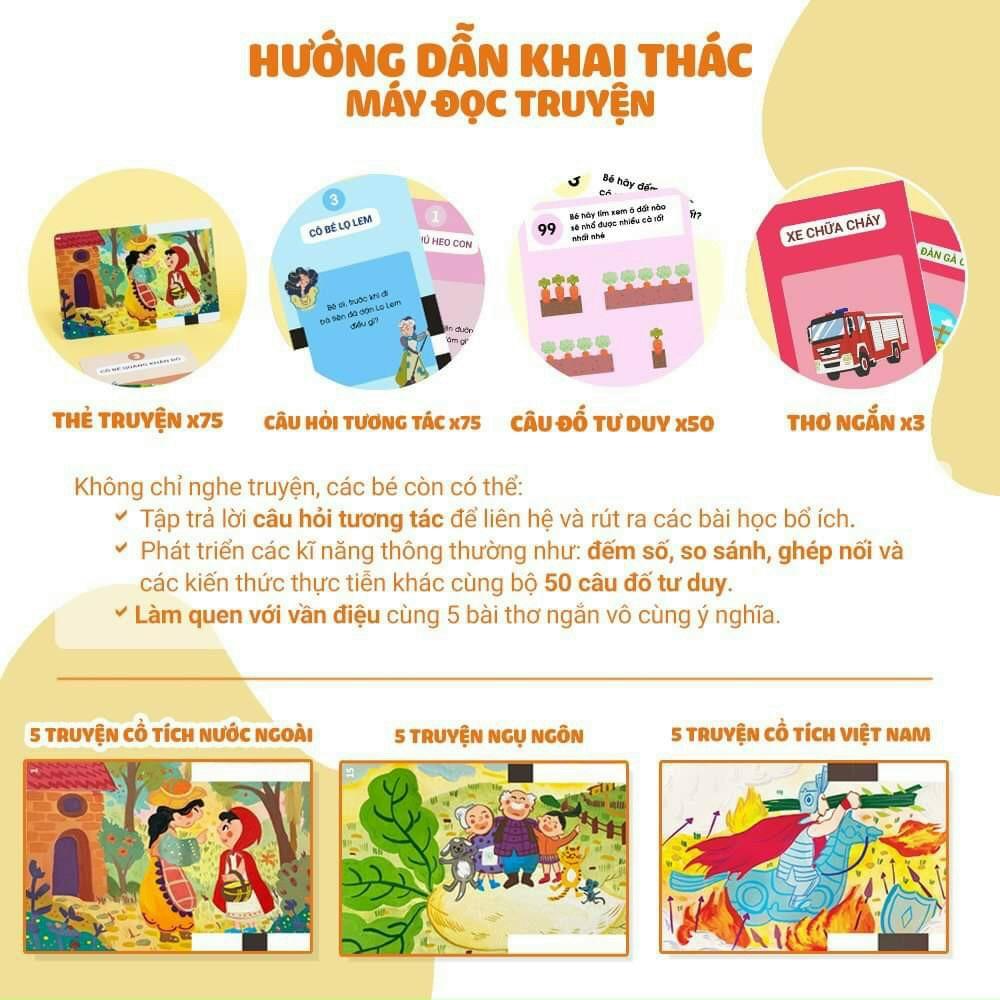 Máy đọc truyện cổ tích cho bé- Máy đọc thẻ truyện tranh tư duy kết hợp giải câu đố