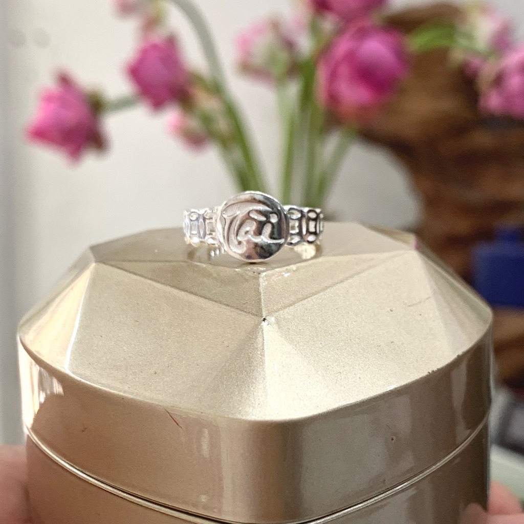 Nhẫn Nam Bạc Ta Kim Tiền Mặt Chữ Bạc Hiểu Minh NA042