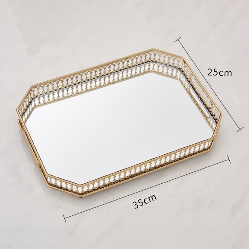 Khay Đựng Mặt Gương, khay đựng bình ly cốc cao cấp sang trọng, 2 kiểu dáng tròn và chữ nhật - KD01