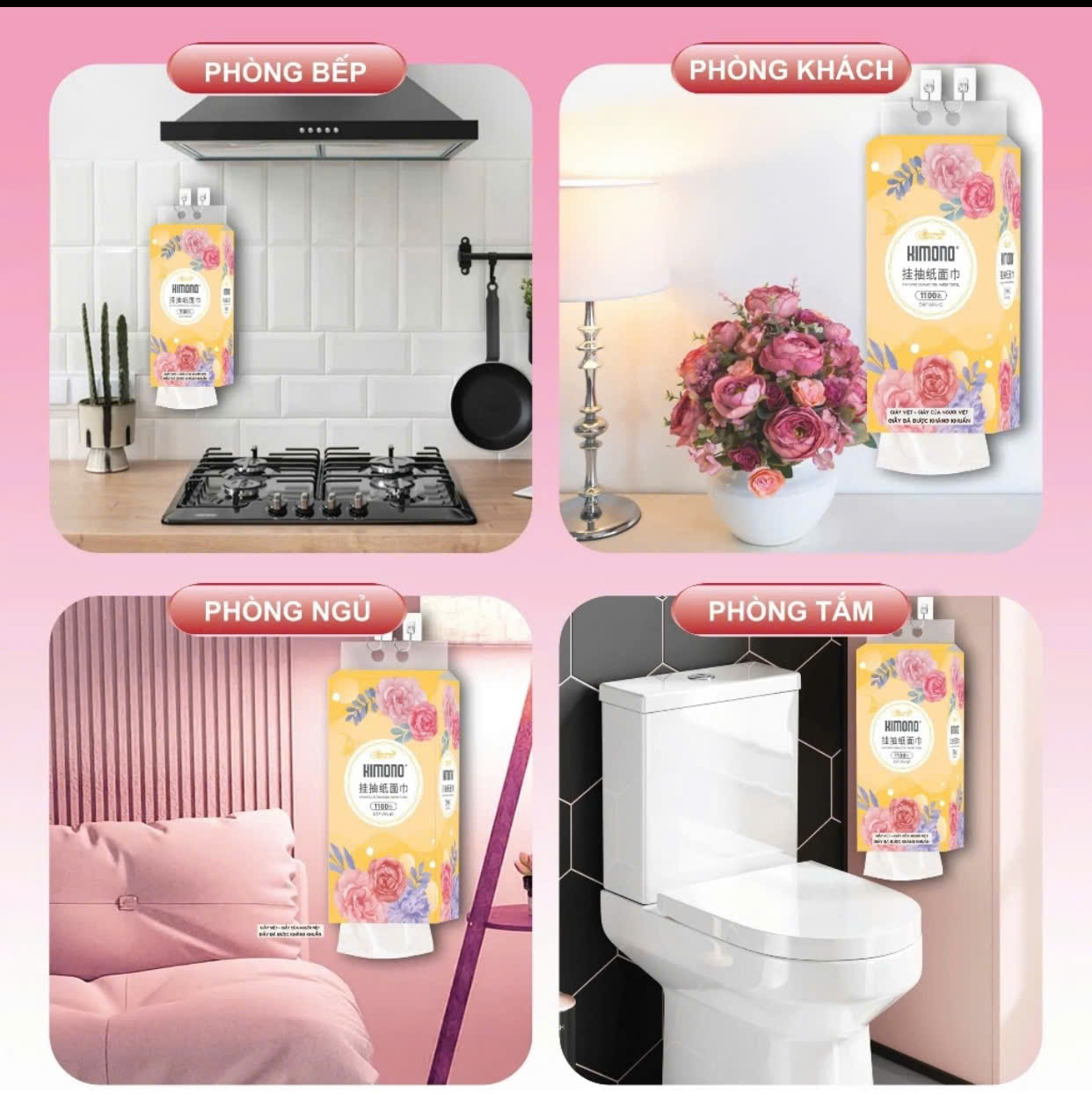 COMBO 6 GÓI KHĂN RÚT ĐÁY KIMONO HOA VÀNG 4 LỚP CAO CẤP TẶNG KÈM 2 MÓC TREO