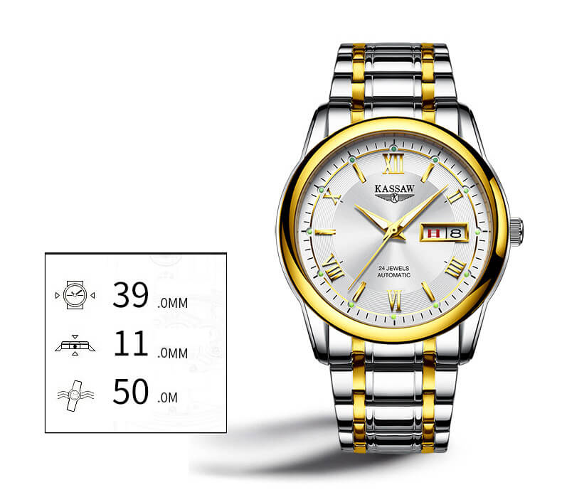 Đồng hồ nam chính hãng Kassaw K812-1 hàng mới 100% ,kính sapphire chống nước,chống xước,máy cơ (Automatic),dây kim loại thép không gỉ 316L ,kiểu dáng đơn giản