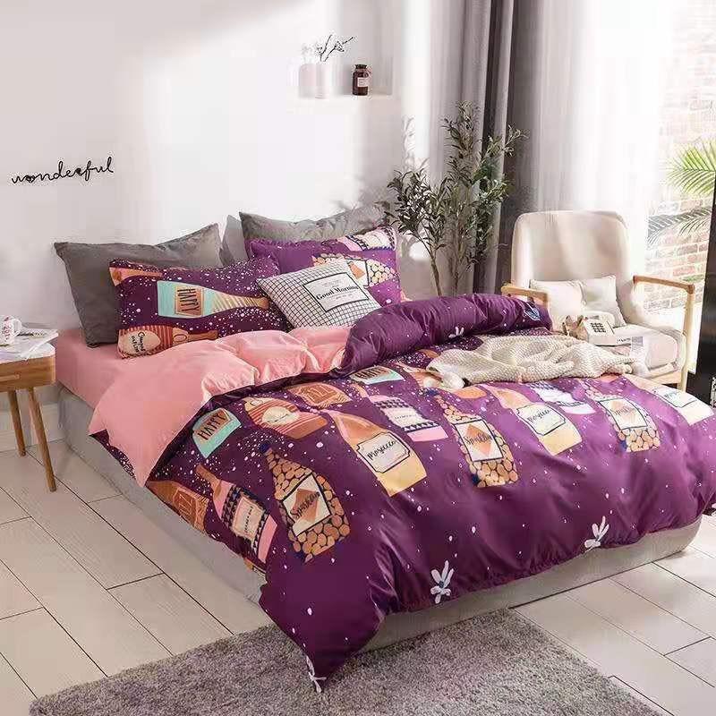 Chăn Ga Gối Đệm -Sét Chăn Ga Gối Rượu Vang PolyCotton Punpu3051