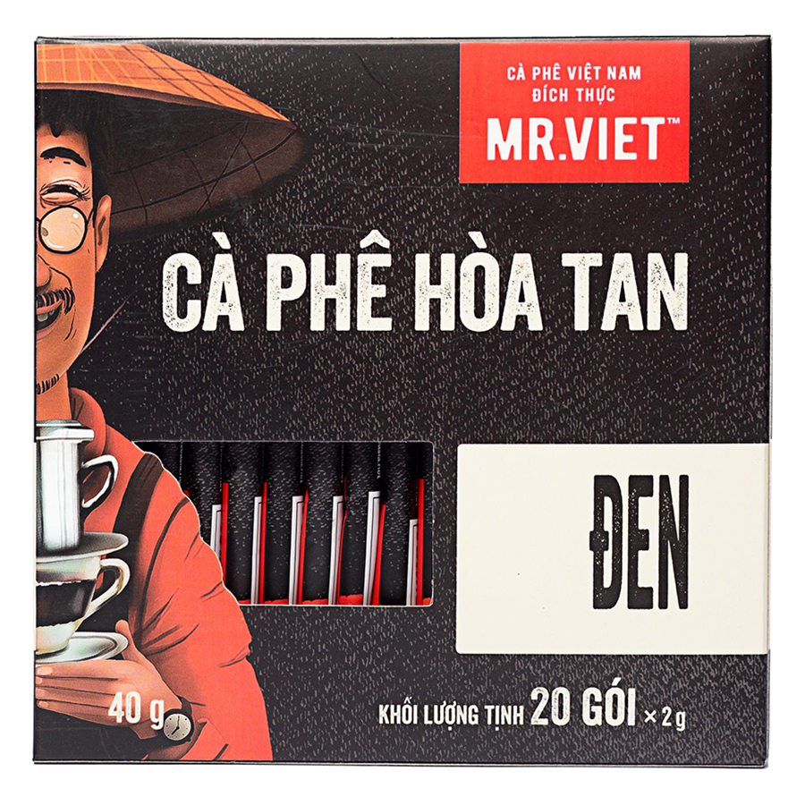 Cà Phê Hòa Tan Đen MR.VIET (20 gói x 2g)