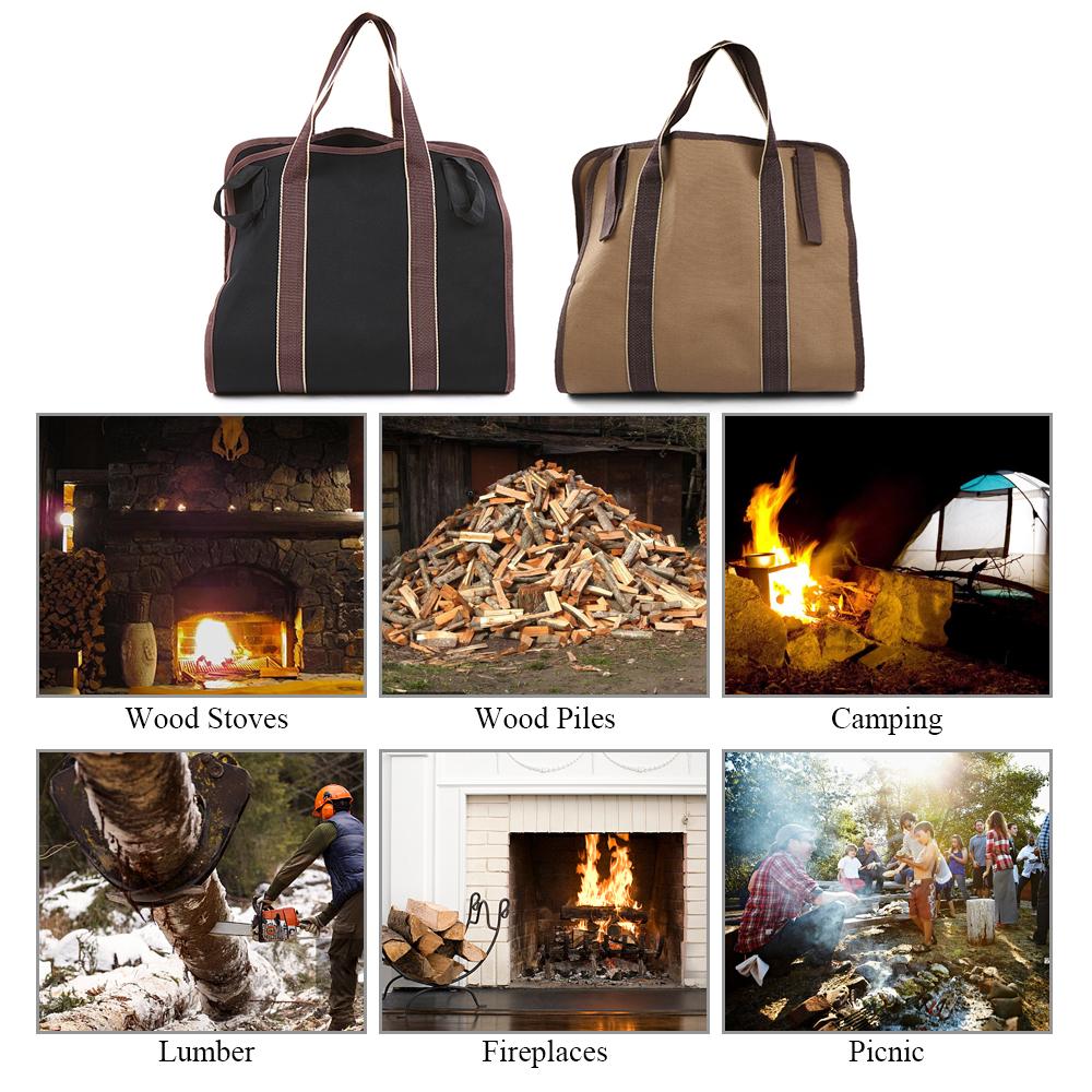 Túi vải canvas đựng củi gỗ bằng chất liệu vải dày dặn, có độ bền cao, chịu lực tốt