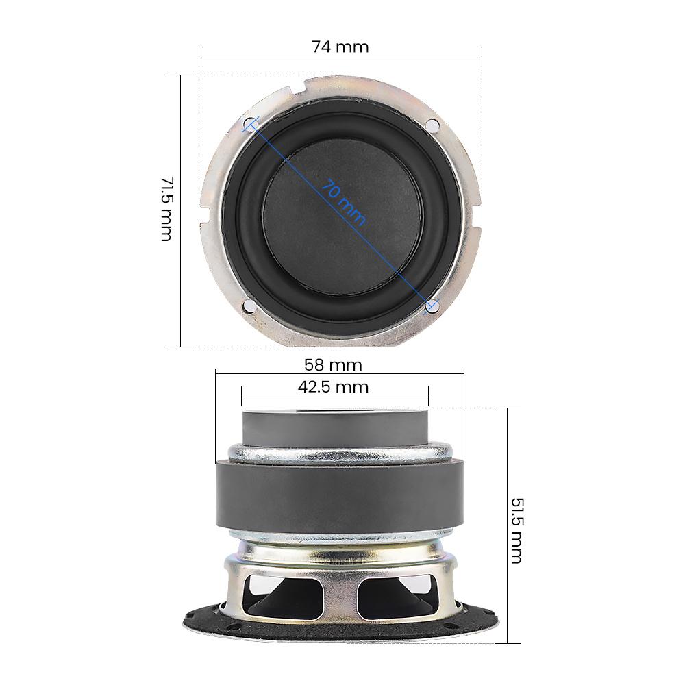 Aiyima 2pcs loa bass tầm trung 3 inch 4 ohm 15W loa loa âm thanh âm thanh loa âm thanh nhà hát tại nhà Color: 8 Ohm Speaker