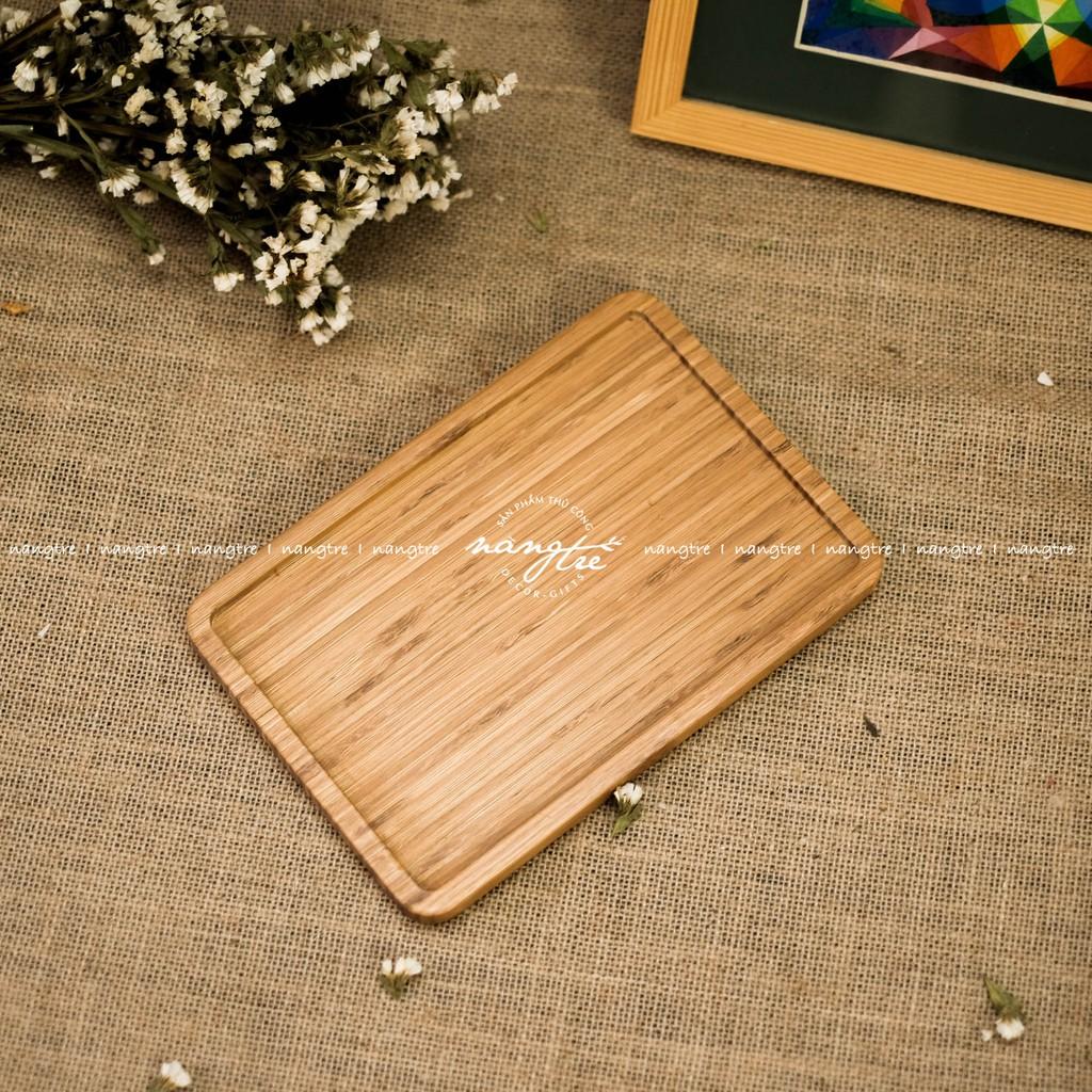 Khay gỗ tre chữ nhật - Khay gỗ tre decor - Bamboo wood tray
