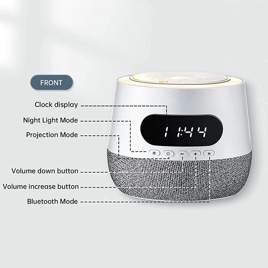 Loa Bluetooth 5.0 QFire kiêm đèn chiếu sao, đồng hồ điện tử 3 in 1 - Hàng chính hãng