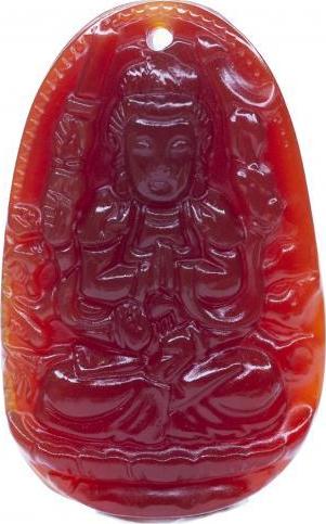 Mặt dây chuyền Thiên Thủ Thiên Nhãn Mã Não Đỏ tự nhiên - Phật Độ Mạng cho người tuổi Tý - PBMRAGA01