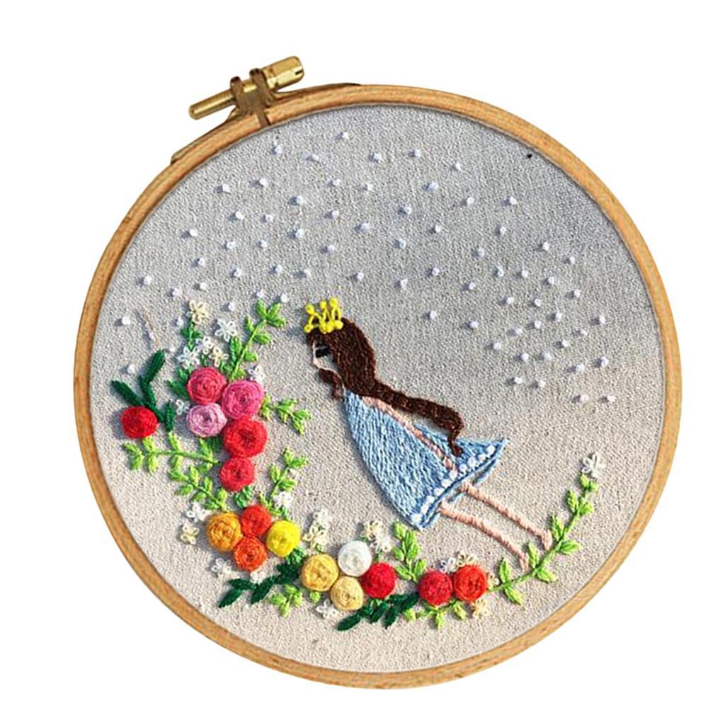 DIY Princess Embroidery Beginners with Hoop Sewing Thread & Instructions