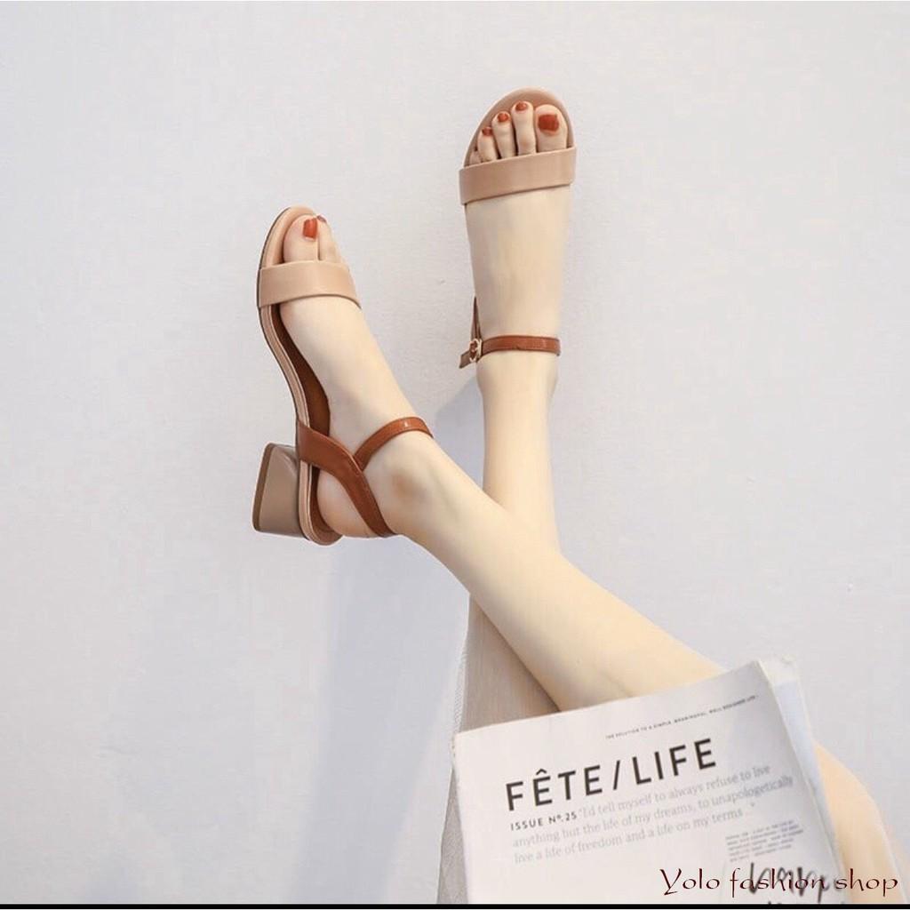 S31_Sandal nữ quai ngang phối màu đế 3cm thời trang cao cấp