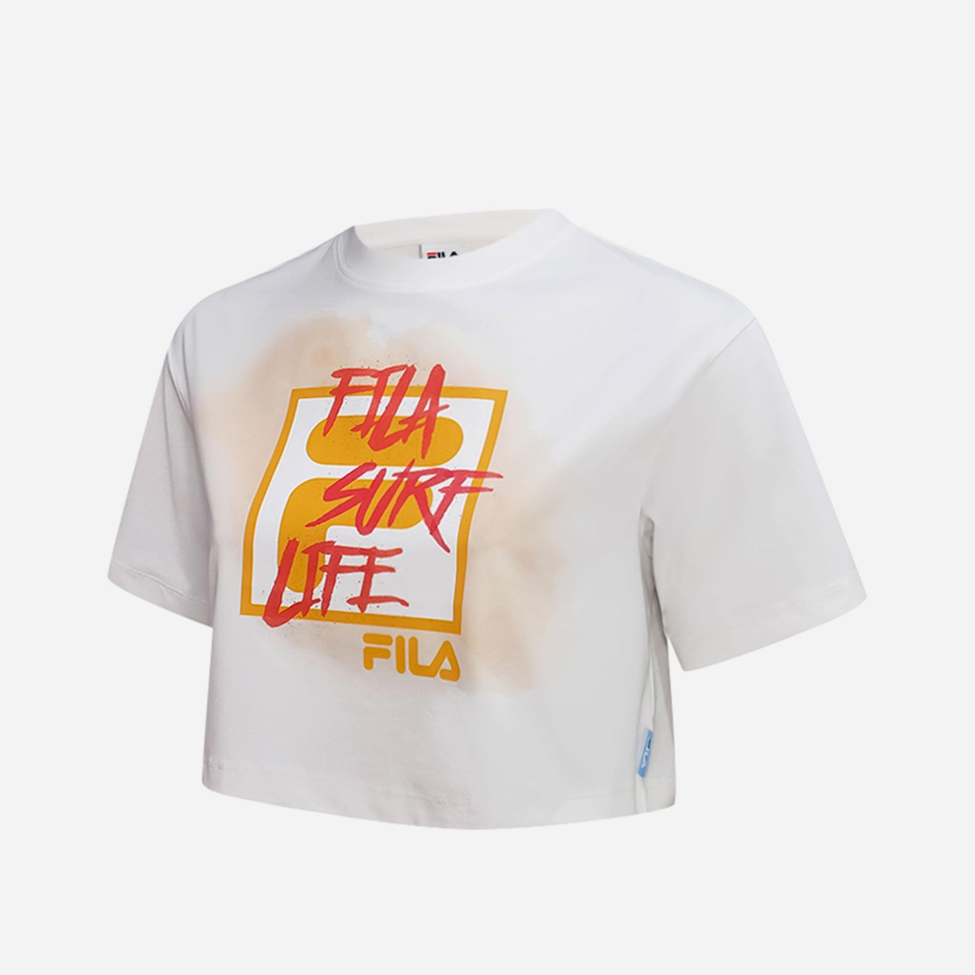 Áo thun tay ngắn thời trang nữ Fila Carnevale Di Fila Regular Fila Surf Life - FW2RSF1027F-WHI