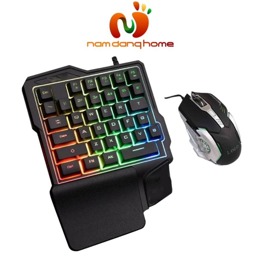 Combo Bàn phím giả cơ một tay GK103 + Chuột gaming V2 keyboard chơi game đa năng