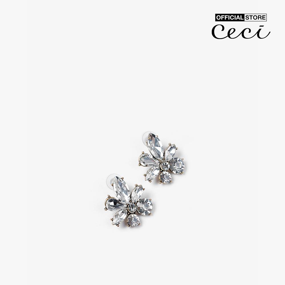 CECI - Khuyên tai nữ xỏ lỗ thiết kế cánh hoa đá lấp lánh CC1-09000134-03