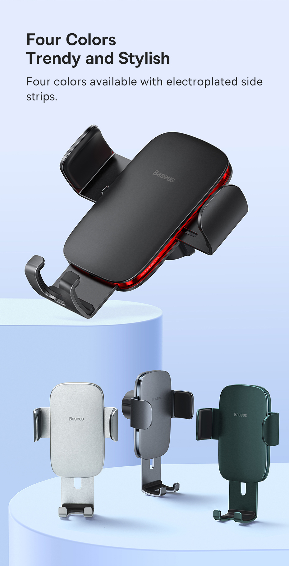 Giá đỡ Baseus Metal Age Ⅱ Gravity Car Mount SUJS000001 điện thoại khóa tự động dùng cho xe hơi- Hàng chính hãng