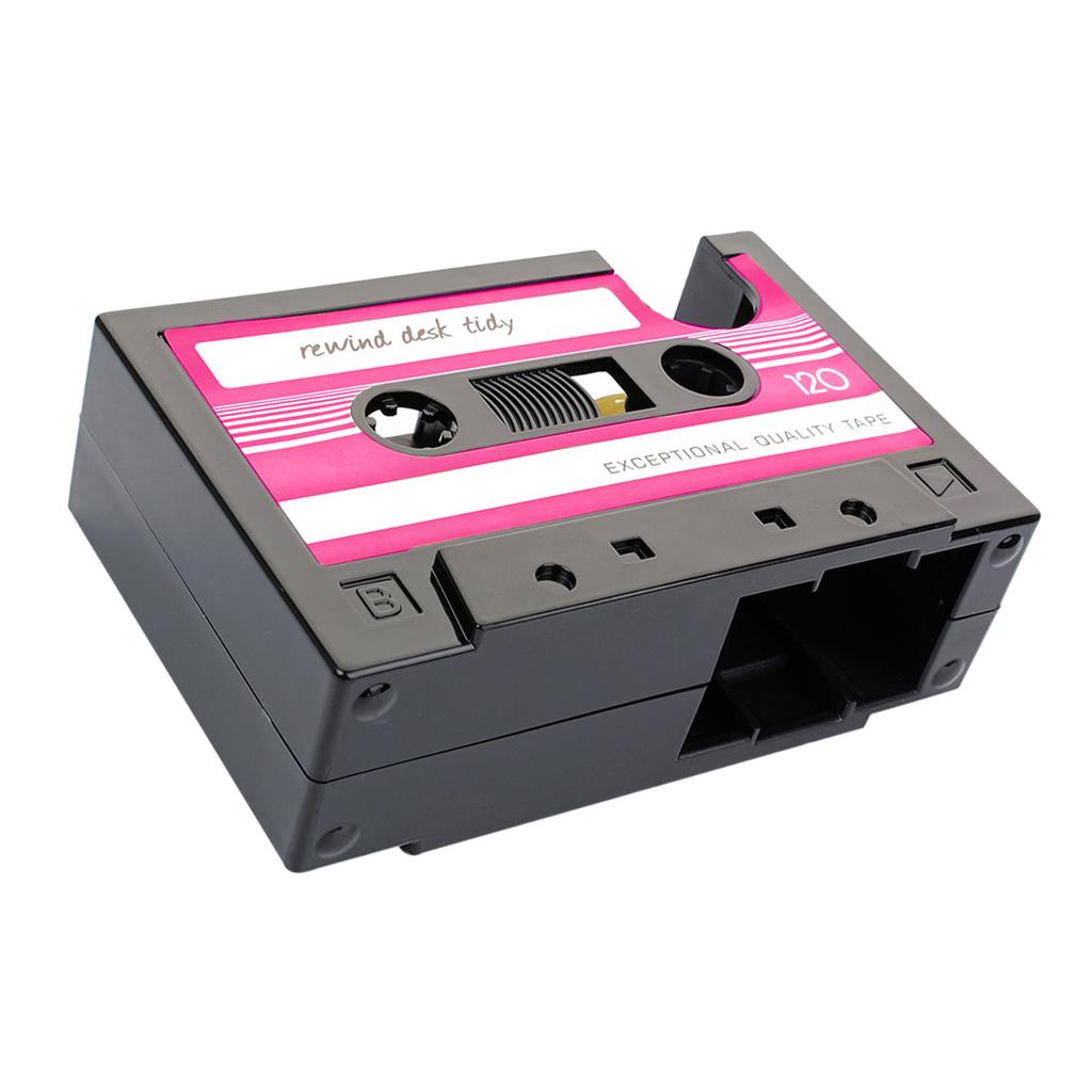 Vintage Cassette Style Tape Dispenser Pen Holder Pencil Container Stationery Organizer Tape Cutter
