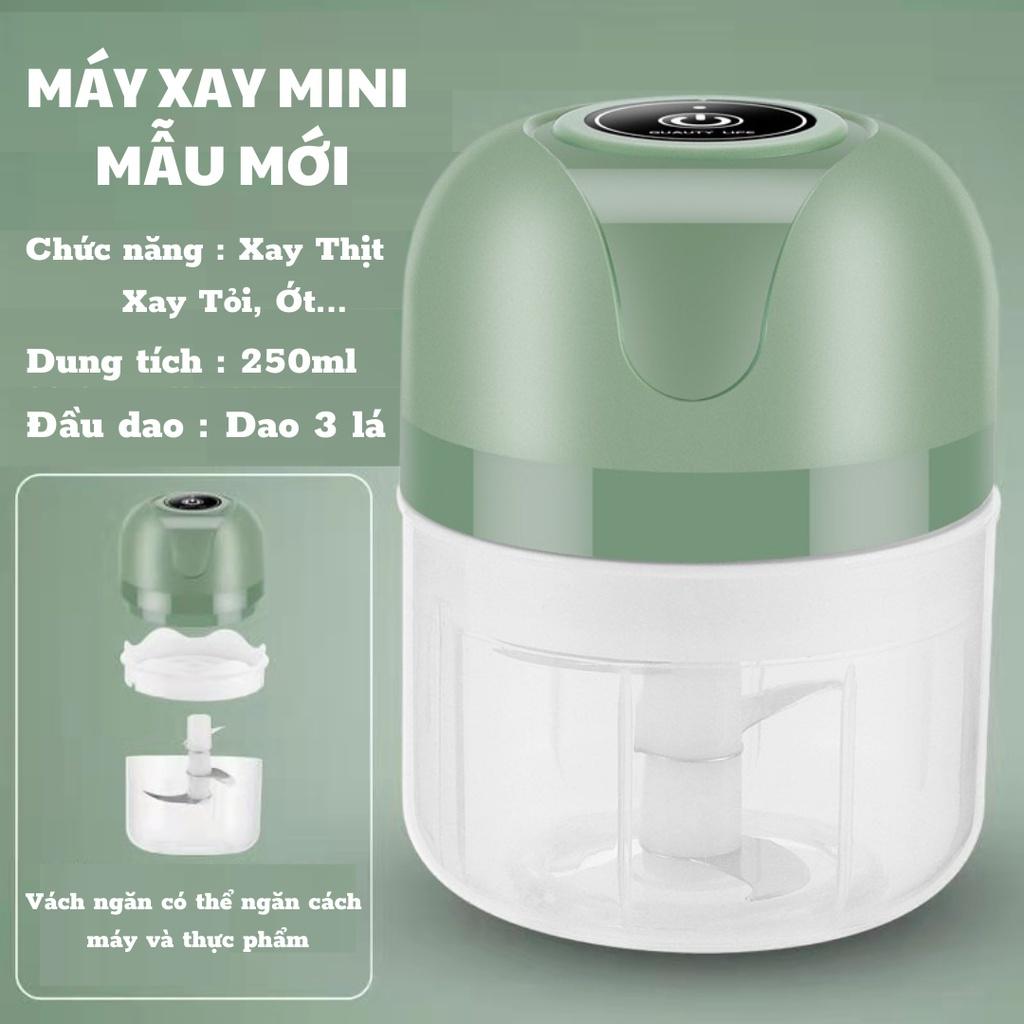 Máy Xay Mini Mẫu Mới, Xay Tỏi Ớt Cầm Tay 250ml Sử Dụng Cổng Sạc USB Siêu Tiện Lợi Mẫu Mới