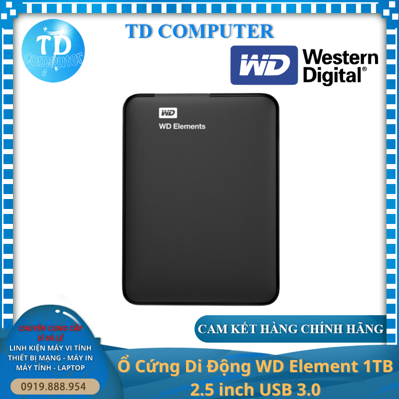 Ổ Cứng Di Động WD Element 1TB 2.5 inch USB 3.0 - Hàng chính hãng ASIA phân phối