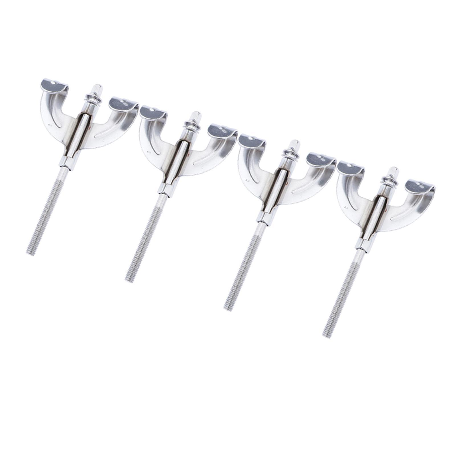 4x Bass Drum Claws & Tension Rods for Drum Assembly Mount Repair Replacement