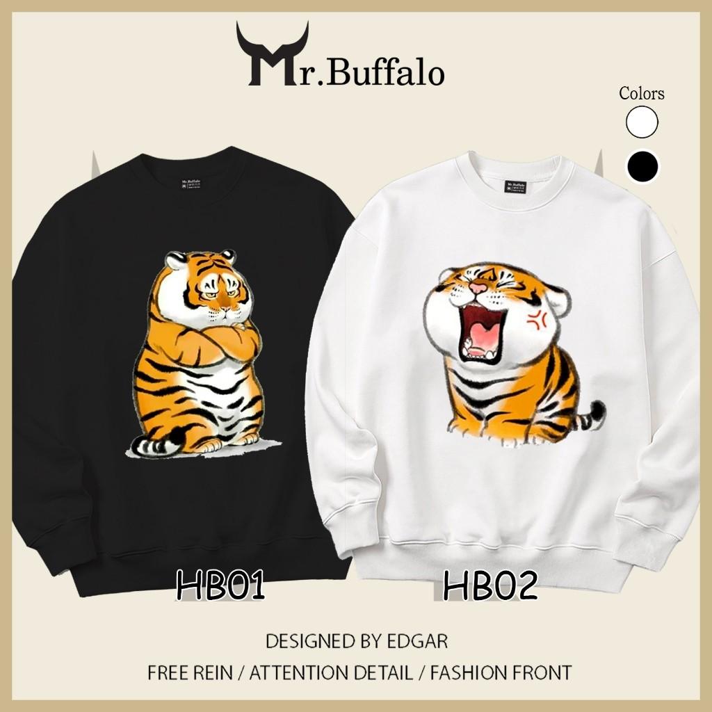 Áo Sweater cặp đôi Hổ béo cute HB01HB02 Mr.Buffalo - HB02 Trắng