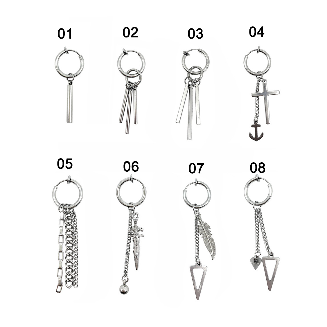 Khuyên tai hoa tai nam nữ unisex cá tính titan thép không gỉ 1 CHIẾC